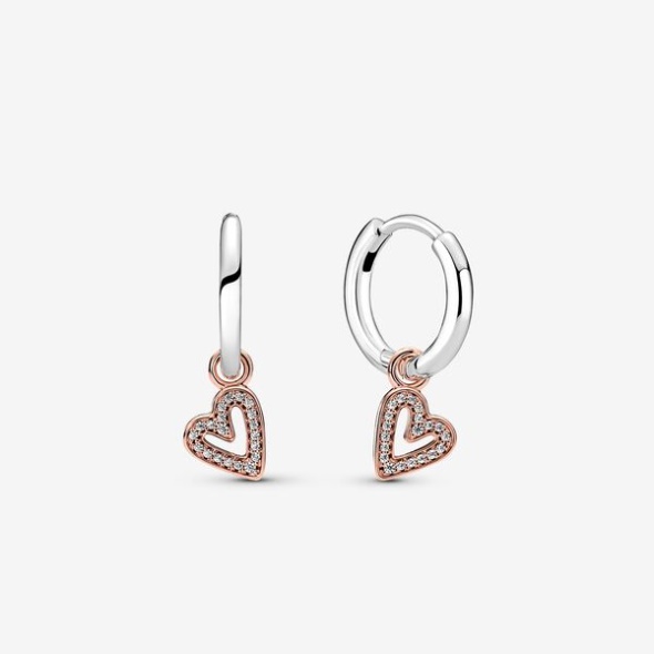 Sparkling Freehand Heart Hoop Earrings Pandora Australia